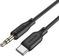 Audio kábel 1m AUX USB-C typ-C - miniJack 3,5mm 100cm čierny