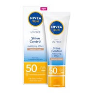 NIVEA SUN Shine Control Matujúci tónovací krém na tvár SPF 50, 50 ml