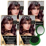 LOREAL Preference farba na vlasy 5,21 Cold Light Brown 4 ks + ZADARMO