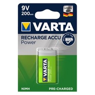 VARTA RECHARGE ACCU 6F22 200mAh 9V Ni-MH BATÉRIA VÝKONNÁ