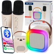 PRENOSNÝ BLUETOOTH REPRODUKTOR KARAOKE RGB 2 MIKROFÓNY USB SD MINI KONEKTOR