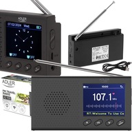 Kuchynské rádio prenosné stavebné rádio FM batériové USB hodiny LCD budík