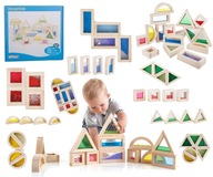 Veľké puzzle z drevených blokov Montessori TickIt