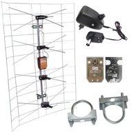 Sieťovaná TV anténa, napájací zdroj, DVB-T zosilňovač, silný