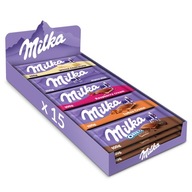 Sada mliečnej čokolády Milka, mix 5 príchutí, 15 ks