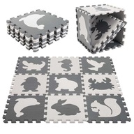 Penová puzzle podložka pre deti, 9 ks. black-ecru