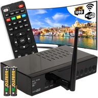 DEKODÉR DVB-T2 TUNER HEVC FULL HD USB HDMI SILNÁ WIFI ANTÉNA DIAĽKOVÝ SET