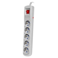 ARMAC ARC5 POWER STRIP 1,5m ŠEDÝ BEZPEČNOSTNÝ 10A, 5 zásuviek