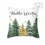 Ozdobná vianočná obliečka na vankúš Hello Winter vianočné stromčeky 45x45