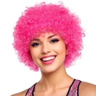 Kučeravá parochňa ružová AFRO popová hviezda celebrity CLOWN klaun outfit