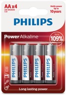 Alkalické alkalické batérie Philips Power Alkaline AA x4