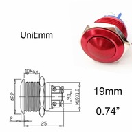 Červené štýlové tlačidlo 19 mm (0,74 palca) mm kovové