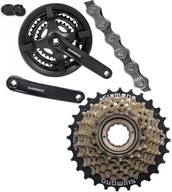 Reťaz + voľnobežka + kľuky Shimano 7speed 48/38/28