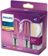 2x LED žiarovka E27 A60 7W = 60W 806lm 2700K Teplá DEKORATÍVNE FILAMENT PHILIPS