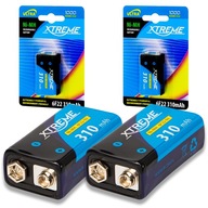 2x BATERIOVÁ BATÉRIA Ni-MH 6F22 9V 310mAh EFEKTÍVNA 1000 CYKLOV BATÉRIE