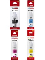 4 ORIGINÁLNA SADA ATRAMENTOV CANON GI40 PGBK C M Y PIXMA G5040 G6040 G7040!