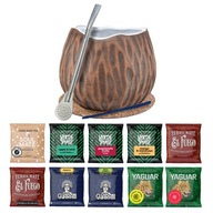 Yerba Mate Set 10x50g Tekvica Kokosová Bombilla 500g