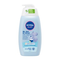 NIVEA BABY 2v1 Kúpeľový gél a šampón s pumpičkou pre deti 500 ml