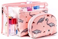Usporiadajte súpravu transparentných tašiek na líčenie Flamingos