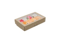 Béžovo-biela kartónová nádoba na sushi s okienkom 4x12x20cm - 25 ks.