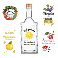 5x WAVE FĽAŠE 0,5 L 500 ml na SILNÝ ALKOHOL VODKA CITRÓN + TLAČ