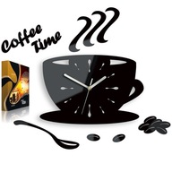 Kuchynské nástenné hodiny CUP Coffe Time BLACK