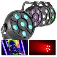 Párty set 4x batériový bleskový reflektor UV LED PAR RGB