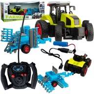 VEĽKÝ OVLÁDANÝ TRAKTOR S RC STROJNÝM TRAKTOROM 39cm USB