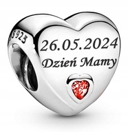 Kúzlo HEART Bead 925 Silver Ku DŇU MATIEK + Vaša rytina