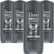 Dove Men sprchový gél s uhlím a hlinou 400 ml x 4