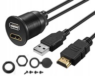 Predlžovací kábel x2 3 m USB HDMI zásuvkový panel OBYČAJNÝ