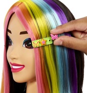 BARBIE BÁBIKA STYLING HLAVY NEÓNOVÁ DÚHA ČIERNA VLASY MATTEL HMD81