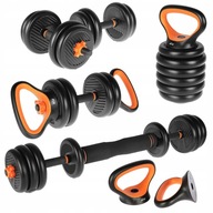 Činky Sada činiek 10kg 4v1 Kettlebell Barbell