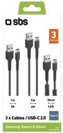 KÁBEL USB - USB-C SBS 1,2 m čierny 3 ks.