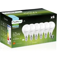 6x E14 LED žiarovka P40 gulička 8W = 60W 806lm 6500K Studená CCD 180° LUMILED