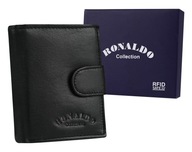 Pánska malá kožená peňaženka so zapínaním, prírodná koža, Ronaldo