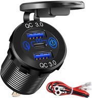 AUTONABÍJAČKA ZÁSUVKA QC3.0 3xUSB 12V-24V