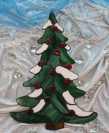 Vianočný stromček s Tiffany vitrážovými ozdobami na zavesenie