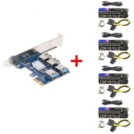 Adaptér PCI-E USB Riser SPLITTER + 4x RISER 010s