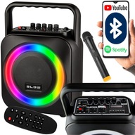 BLUETOOTH REPRODUKTOR USB SD RÁDIO PRENOSNÉ LED KARAOKE MIKROFÓN DIAĽKOVÝ SET