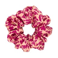 ALMANIA silk scrunchie - kvietky fuchsie