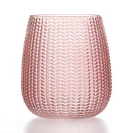 Malá sklenená váza, ružový reliéfny vzor, ​​12,5x14cm