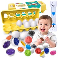 EGGS PUZZLE triedič zápasových tvarov 24 ks. Montessori vozidlá + ZDARMA