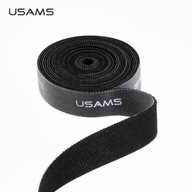 USAMS USAMS páska na organizovanie kábla na suchý zips 2m čierna/čierna ZB60ZD03 (US-ZB