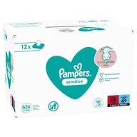 Pampers Sensitive vlhčené obrúsky, 12x52 ks.