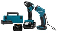 Makita sada skrutkovačov ddf485 baterka dml815 18V nabíjateľná batéria