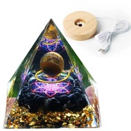 Pyramída ORGONIT +LED LAMPA ZÁKLAD 5cm KRIŠTÁĽOVÉ KAMENE AMULET 5cm VX17