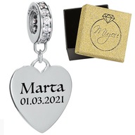 Charms Heart 925 Silver + Vaša rytina