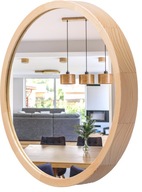 LEJA okrúhle kúpeľňové zrkadlo fi375 BOROVICA v drevenom ráme STYLISH