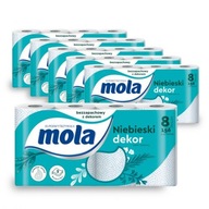 Toaletný papier Mola Blue Dekor Mäkký Odolný Bez zápachu 8 kotúčov x6